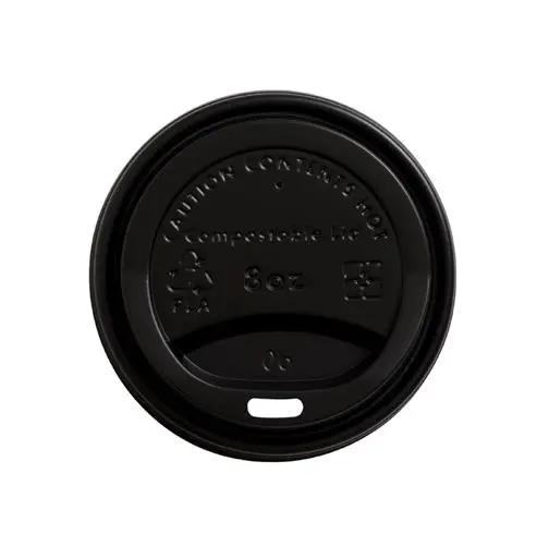 8oz CPLA Cup Lid - 80C Black